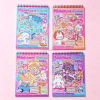 Buku Stiker Miniatur Holografik Anime 2 in 1, Buku Mewarnai Hewan Peliharaan Lucu, Aktivitas DIY Dekorasi Anak