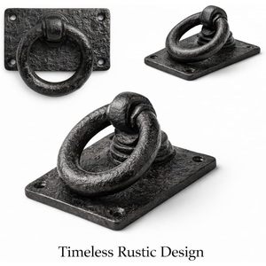 Cast Iron <b>Door</b> Knocker 5 X 3 Inch Antique Black <b>Rustic</b> Ring Traditional Decorative Front <b>Door</b> Hardware - Product Image 4