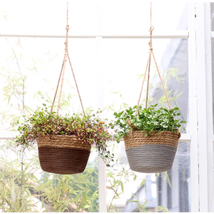 Pot en rotin pour <span class=keywords><strong>plante</strong></span> d'intérieur suspendu jardinière de fleurs panier suspendu tissé en <span class=keywords><strong>corde</strong></span> de jute - Product Image 6