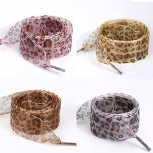 Fashion 2.5cm Chiffon <b>Lace</b> Leopard Print Shoelace Flat Shoelaces Colorful Animal Pattern Polyester Satin <b>Laces</b> for Sneaker - Product Image 2