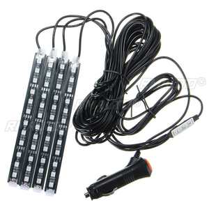 Barra de Luz LED para Interior de Coche 4 en 1, Luz Ambiental Trasera, Luz para Pies, Encendedor de Cigarrillos, Lámpara Decorativa de Atmósfera, Azul Hielo - Product Image 4