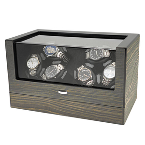 <span class=keywords><strong>Caja</strong></span> de Lujo para 6 <span class=keywords><strong>Relojes</strong></span> Automáticos con Motor Japonés Silencioso, Estuche de Madera de Sándalo Brillante Sensible a la Luz, Exhibidor de Boutique - Product Image 1
