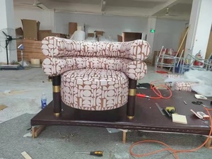 <span class=keywords><strong>Fauteuil</strong></span> rond confortable de style nordique pour salon, avec pieds en bois et motif audacieux, idéal pour hôtel - Product Image 6