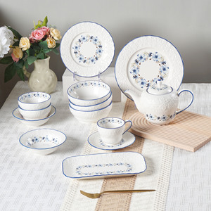 ชุดจานเซรามิกลายดอกกุหลาบสไตล์ฝรั่งเศส<span class=keywords><strong>โบราณ</strong></span> สำหรับเทศกาล โรแมนติก ใช้กับไมโครเวฟได้ ชุดจานชามสำหรับซุป - Product Image 1