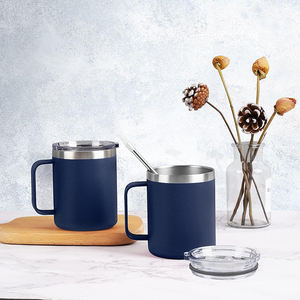 12oz Eco-Friendly 304 Stainless Steel Powder Coated Classic Coffee Mugs Tumblers Handle <b>Lid</b> 6-12 Hours Thermal Insulation - Product Image 5