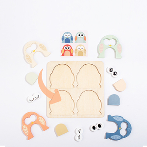 Dessin animé en bois pour enfants 3D hibou carte correspondant Puzzle <span class=keywords><strong>jeux</strong></span> de société début éducatif aides pédagogiques jouets pour enfants garçons filles - Product Image 2