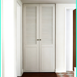 Porte Interne Pieghevoli a 2 Pannelli <span class=keywords><strong>in</strong></span> <span class=keywords><strong>Legno</strong></span> Massello Moderno Preverniciato Bianco per Case, Hotel e Magazzini - Product Image 3
