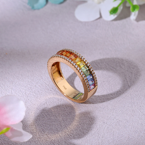 Wholesale Luxury Jewelry 14K Solid Gold Baguette Cut <b>Sapphire</b> Gemstone Engagement <b>Ring</b> Wedding Party - Product Image 4