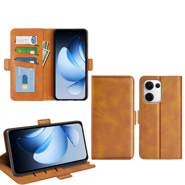 For Oppo Reno 15F 12F 13 Pro 5G Luxury Calf Flip Wallet Pu Leather Folio Back Cover