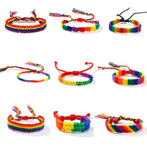 SC vente en gros fait à la main népal amitié arc-en-ciel drapeau Bracelets réglable amour est amour <span class=keywords><strong>Gay</strong></span> lesbienne LGBT fierté chaîne Bracelets - Product Image 1
