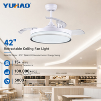Ventilateur de plafond rétractable silencieux BLDC 42 pouces avec pales invisibles pour chambre d'enfant et salon, fabrication OEM ODM