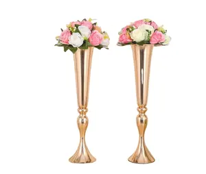 פרחים זהב פרחים עיטורי חצוצרה אגרטלים חצוצרה עבור קישוטים שולחן חתונה