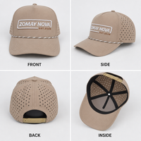Casquette Snapback personnalisée en corde, 5 panneaux, découpée au laser, respirante, visière incurvée, réglable, pour le golf et le streetwear, vente en gros, OEM, faible MOQ