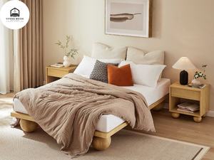 אורן סגנון המלכה מיטה מסגרת עתיק מינימליזם בית רהיטים <span class=keywords><strong>mdf</strong></span> עמיד מיטה מיטה מיטה מסגרת מלכה עץ אפר - Product Image 5