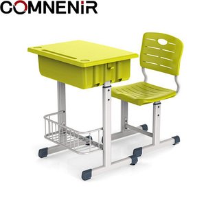 Bureau et chaise d'école en plastique réglables en hauteur modernes, meubles de bureau d'école pour élèves du primaire - Product Image 2