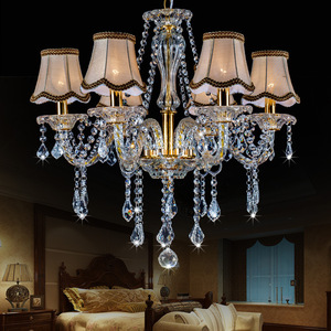 Lustre en cristal avec cadre doré en acier inoxydable, E26 5000K lumière du jour, télécommande, hauteur réglable pour salon, design mural - Product Image 3
