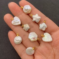 Pendentif en perle de culture d'eau douce véritable, forme cœur, étoile, pièce de monnaie, trèfle, bijou fantaisie