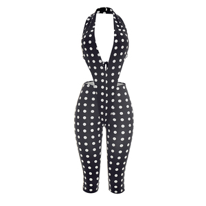 Viviblook C26JP124 Nuevo mono de verano para mujer con estampado de lunares, sexy, sin mangas, con cuello halter y espalda descubierta, mono de una pieza - Product Image 6