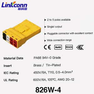 ขั้วต่อสายไฟแบบปลดเร็ว 826W-4 ขั้วต่อสายไฟแบบเสียบ 3 ขา ได้รับการรับรองมาตรฐาน CE อุปกรณ์เชื่อมต่อสายไฟฟ้า - Product Image 3