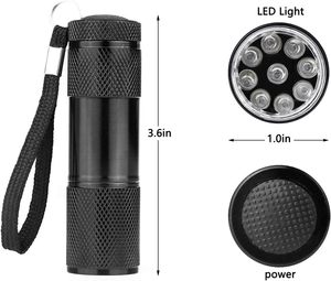 Portable Mini UV Flashlight 395nm 9 LED Blacklight <strong>Bulb</strong> <strong>Torch</strong> for Pet Urine Detection Dog/Cat Resin Curing Bed Bug Removal - Product Image 2