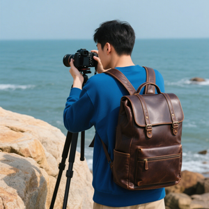 Nhà Sản Xuất Tùy Chỉnh Retro Người Đàn Ông Của Chính Hãng Da DSLR Máy Ảnh Kỹ Thuật Số Ba Lô Cho Các Nhiếp Ảnh Gia Du Lịch Chụp Ngoài Trời Hàng Ngày Mang Theo - Product Image 3