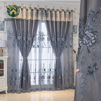 Rideaux floraux brodés double couche pour chambre à coucher, rideaux transparents élégants de style nordique pour salon