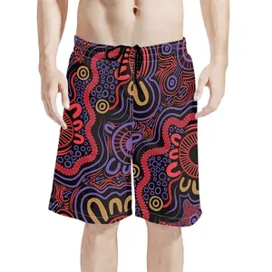 Original Australian Art Dot Print All-Over Print Men's Beach Shorts S-4XL OEM Manufacture Australia Quick Dry Board Shorts Male