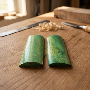 Manches de couteau en os véritable poli vert, faites à la main, style artistique « Love », objet de collection - Product Image 2