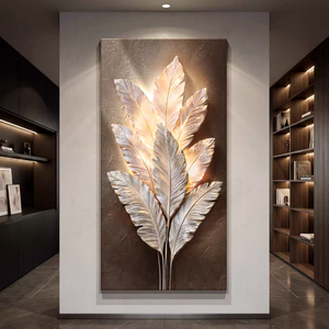 Vase Moderne Neutre en <span class=keywords><strong>Verre</strong></span> avec Plumes, Décoration Murale pour la Maison, Œuvre d'Art de Nature Morte, <span class=keywords><strong>Peinture</strong></span> en Porcelaine Incrustée de Diamants et de Cristaux - Product Image 4