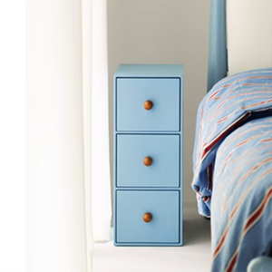 Mesita de noche ultra estrecha con 3 cajones, gabinete de almacenamiento azul para dormitorio, uso infantil - Product Image 1