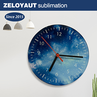 ZELOYAUT sublimasi kaca jam bulat jam dinding kosong Jam kaca DIY personalisasi Logo kustom cetak sublimasi kosong