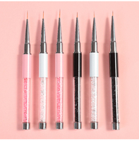 Nouvelle vente strass poignée doublure noire brosse à ongles personnaliser Kolinsky acrylique Nail Art Liner brosse 11mm poignée en cristal