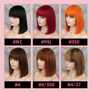 All'ingrosso delle donne africane delle parrucche dritte della frangia delle parrucche 12 pollici di colore delle parrucche di bobhead dei <span class=keywords><strong>capelli</strong></span> umani. - Product Image 4