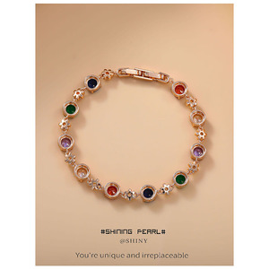 Fashion Charm <b>Bracelet</b> Colored Zircon Star Design Party Jewelry <b>Copper</b> Alloy Bezel Setting - Product Image 3
