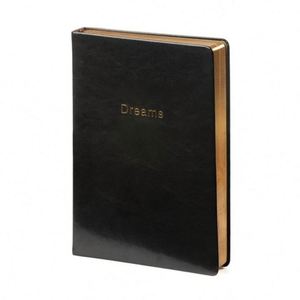 Custom A5 <b>Black</b> Leather Hardcover Journal 100 <b>Sheets</b> Gold Edge Thermal Binding with Custom Logo and Printing - Product Image 1