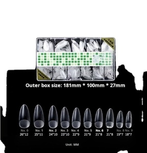 Ongles artificiels transparents sans trace, forme trapèze, design givré longue goutte d'eau, couverture complète, pour extension d'ongles, en vrac - Product Image 1