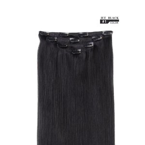 Extensions de <span class=keywords><strong>cheveux</strong></span> à clipser en <span class=keywords><strong>cheveux</strong></span> humains Remy pour femmes, extensions à clipser en <span class=keywords><strong>cheveux</strong></span> humains véritables, lisses # 1 couleur - Product Image 5