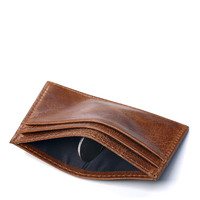 Dompet Kartu Kredit Kulit Anti-Maling RFID Blocking Ultra Tipis Sederhana untuk Pria, Grosir dan Dapat Dikustomisasi