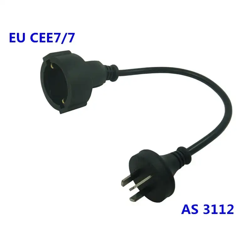 20CM AS3112 AU Australia 3Pin Cắm Vào EU CEE7/7 PDU UPS Ổ Cắm Dây Ngắn Kỹ Thuật Số Di Động Chuyển Đổi Cáp Điện CEE7 0.2M