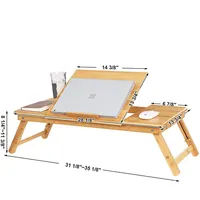 Bamboo Study Table for Bed, Ergonomic Laptop Standing Desk