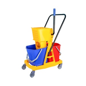 Système en plastique de vadrouille à triple seau pour le nettoyage de l'hôtel Chariot pliant de balayage à domicile Nettoyage manuel du chariot d'<span class=keywords><strong>essoreuse</strong></span> de vadrouille - Product Image 1