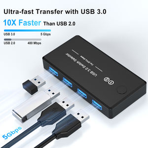 สวิตช์ USB 3.0 สำหรับโรงงาน ตัวเลือกเชื่อมต่อ USB 2 เครื่องคอมพิวเตอร์ ใช้ร่วมกันได้ 4 อุปกรณ์ USB สำหรับพีซี เครื่องพิมพ์ เครื่องสแกน เมาส์ - Product Image 5