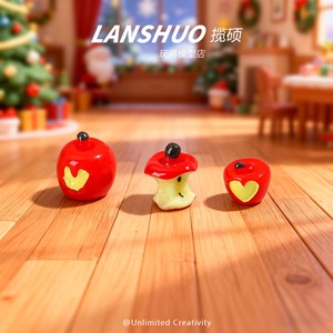 ของตกแต่งแอปเปิ้ลเรซิ่นขนาดเล็กสีแดงทรงกลมพลาสติก DIY ของตกแต่งบ้านฤดูหนาว 2025 - Product Image 2