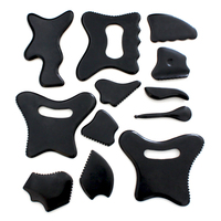 Pierre Gua Sha pour le corps, cuillère de massage en pierre Bian avec emballage, outils de thérapie de raclage facial Guasha pour éliminer l'œdème et affiner le visage