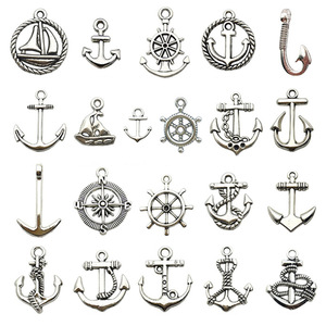 จี้รูปสมอเรือและเรือใบทำจากโลหะผสมเงินโบราณ สำหรับทำเครื่องประดับ DIY - Product Image 5