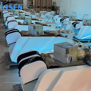 Table de massage électrique automatique Kisen pour personnes en surpoids avec éclairage LED et lavabo en céramique pour salon de coiffure et spa capillaire - Product Image 4