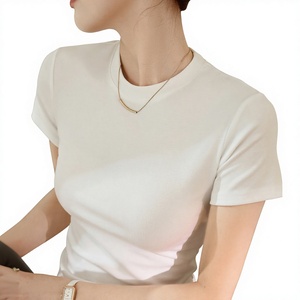 T-shirt da <span class=keywords><strong>donna</strong></span> slim casual a maniche corte stampata di alta gamma, modello nuovo Estate 2026, 100% <span class=keywords><strong>cotone</strong></span>, versatile, disponibile anche in 2XL - Product Image 1