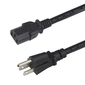 18AWG 1.8m 6ft USA Canada 3Pin Mains Plug Lead Right Angle RA 90 Degree IEC C13 AC Power Supply Cable