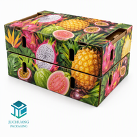 Boîte de présentation en carton ondulé robuste personnalisée de qualité alimentaire pour fruits, avec poignées découpées et logo sur mesure, vente en gros