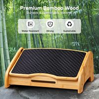 Repose-pieds en bambou sous le bureau, repose-pieds ergonomique avec 4 options de hauteur et angles réglables